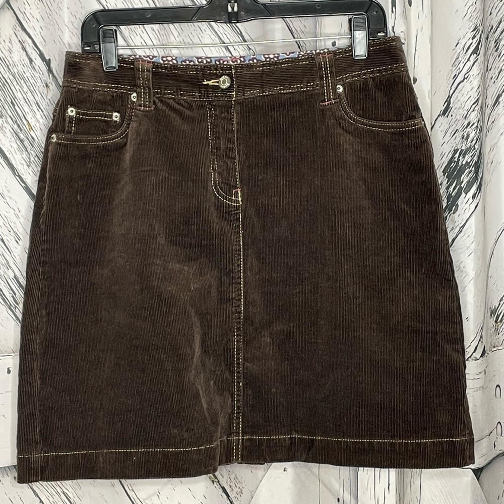 Boden corduroy jean skirt mini brown size 10 US / UK14R NWOT